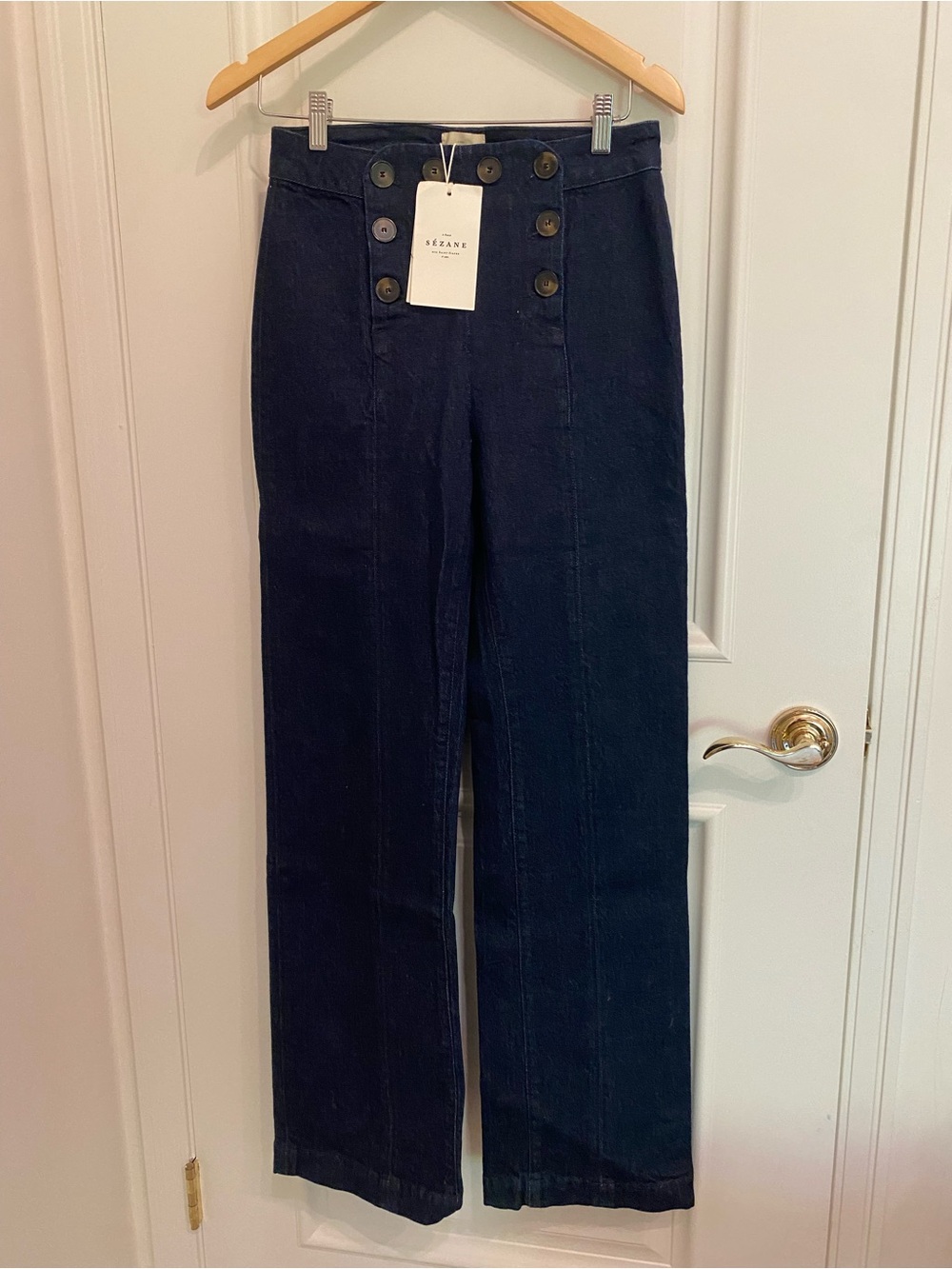 Sézane Wide-Leg Button-Front Jeans